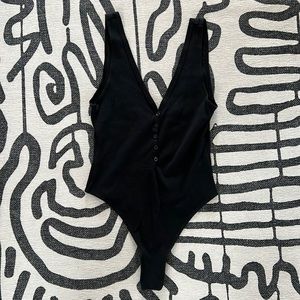 Low back thong bodysuit with buttons